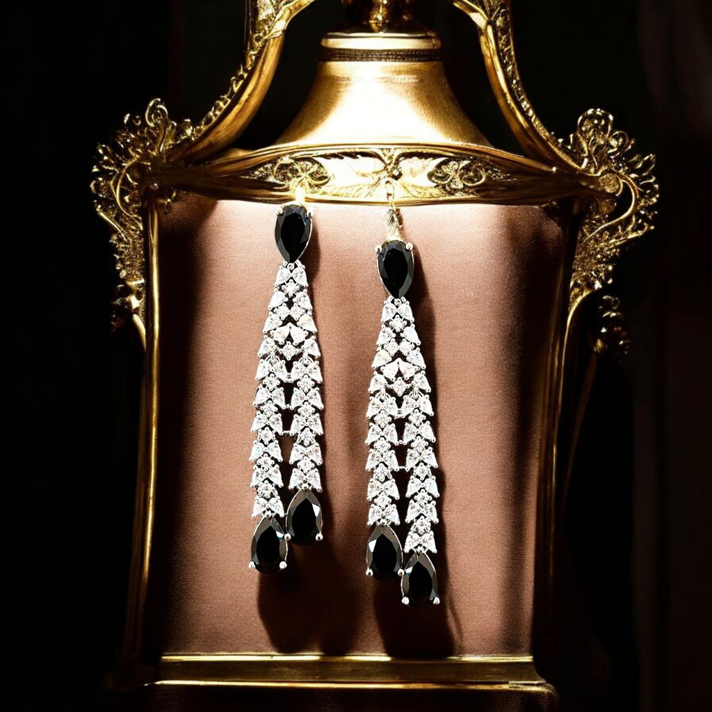 Black and White Diamond Necklace Set By Dia Art Jewels view 2
