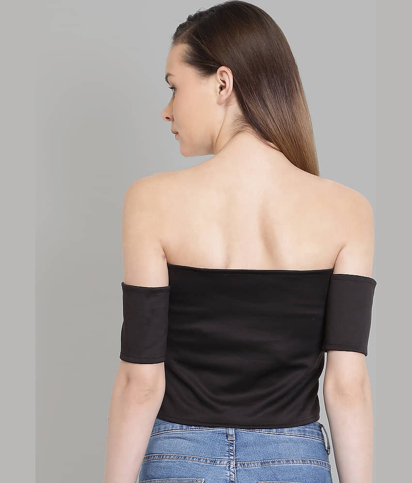 Chimpaaanzee Women's Polyester Crop Top ( Black ) view 2