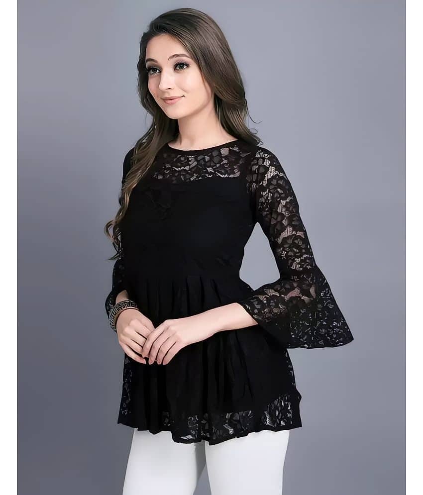 Hemang Fashion Women's Net Peplum Top ( Blue ) view 2