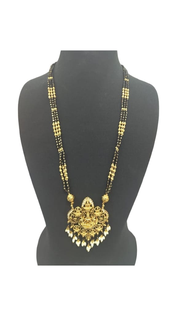 oxidized gold plated traditional long haar necklace with pendant for women view 2