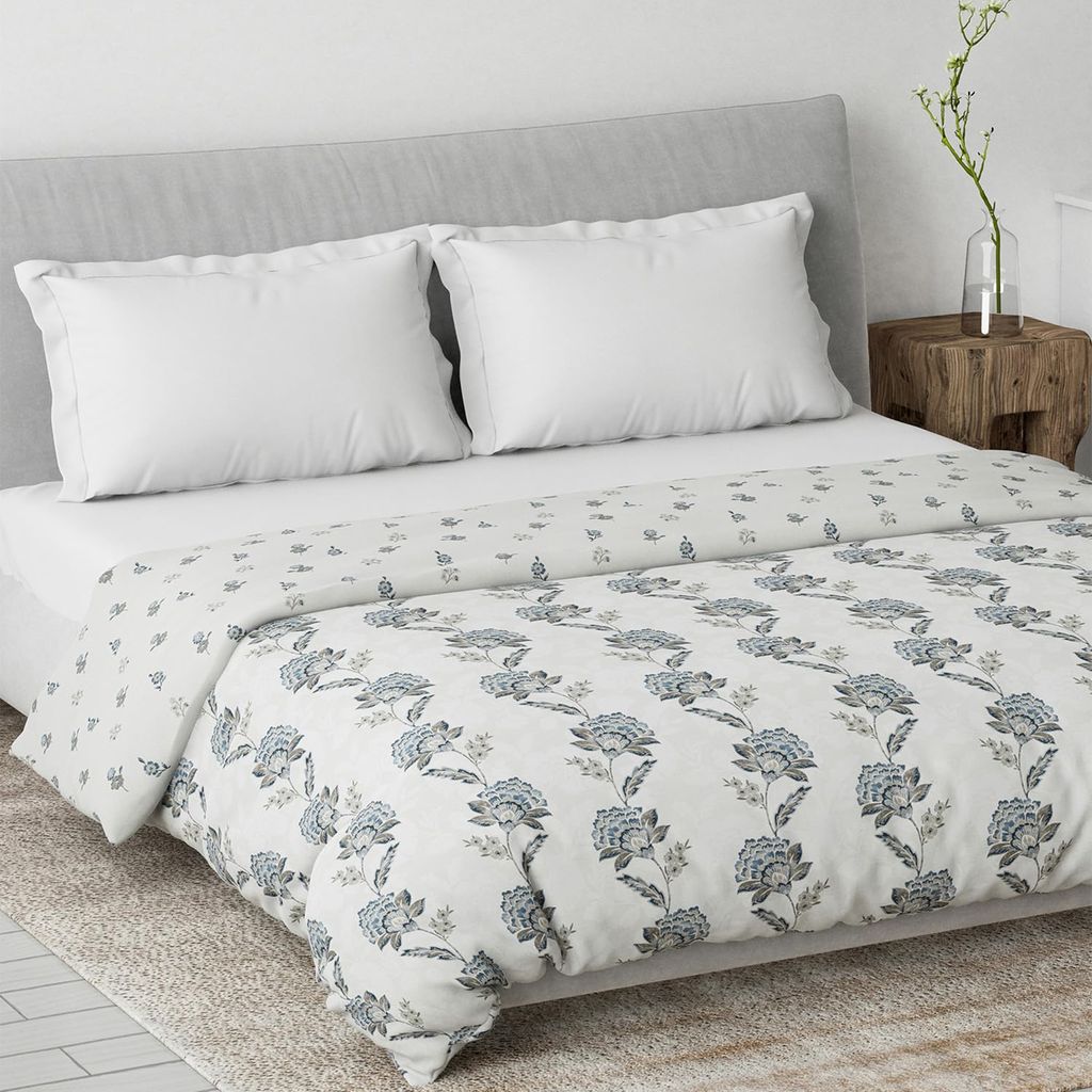 DDECOR - Primary Collection 100% Cotton Floral Pattern VOIL Queen Dohar |229 CM X 254 CM| - Grey view 2