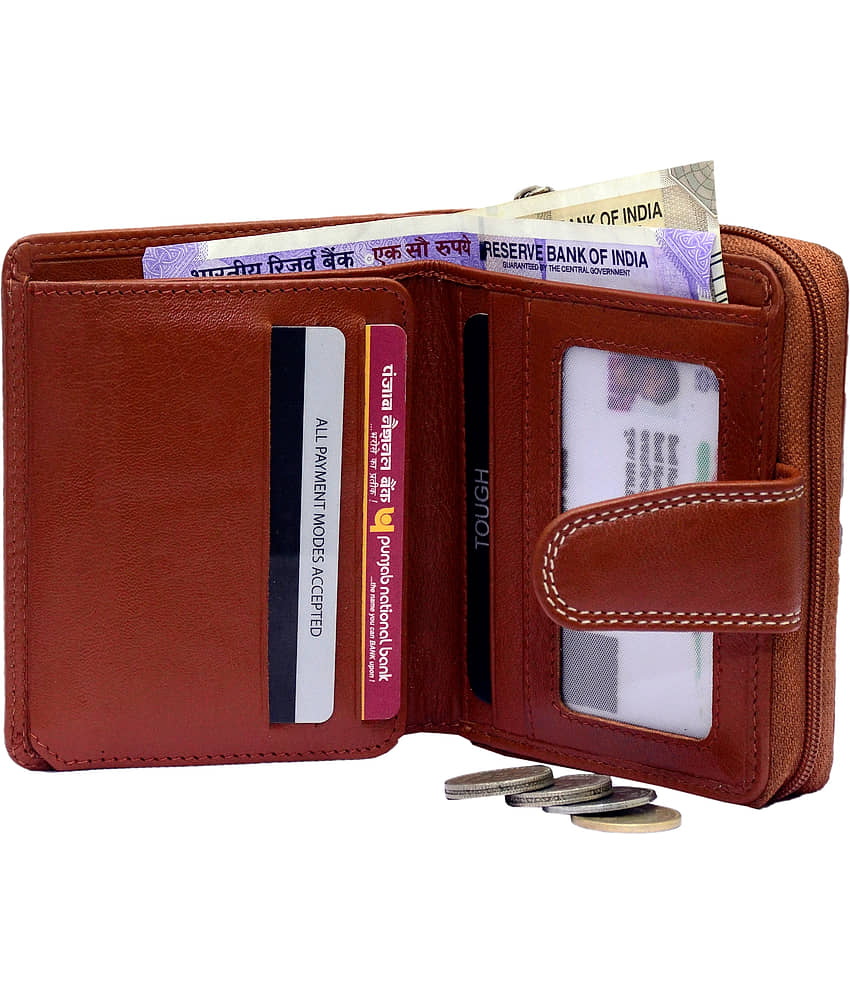 Tough Women Casual Brown Genuine Leather Wallet - Regular Size (11 Card Slots) view 2