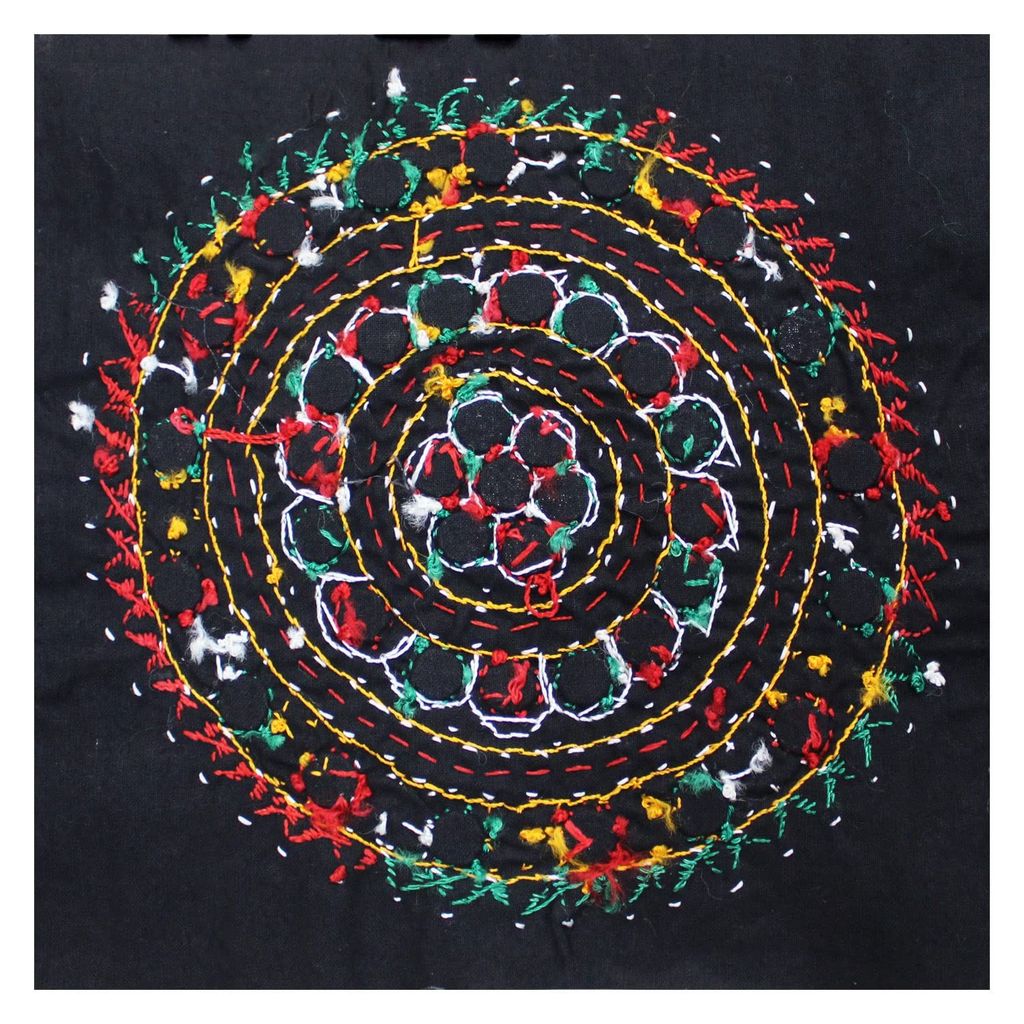 Garvi Gurjari (A Gujarat Govt Enterprise) Cotton Multicolor Hand Embroidered Patch with Mirror Work(GGCMEP60) view 2