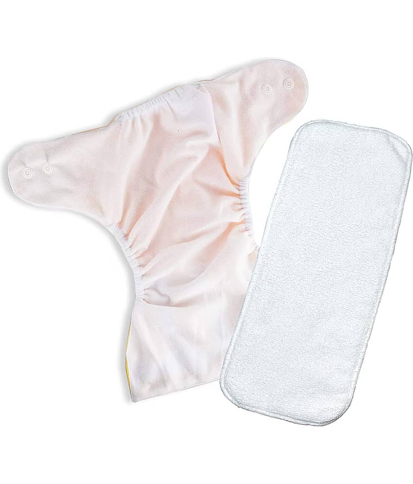 AURAPURO Reusable Baby Infant Cotton Cloth Washable Diaper Nappies(2 DIAPERS WITH 2 FIVE LAYER MICROFIBER INSERTS) view 2