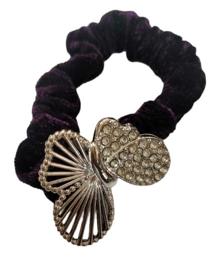 Black Velvet Pearl and Rhinestone Hair Tie view 2
