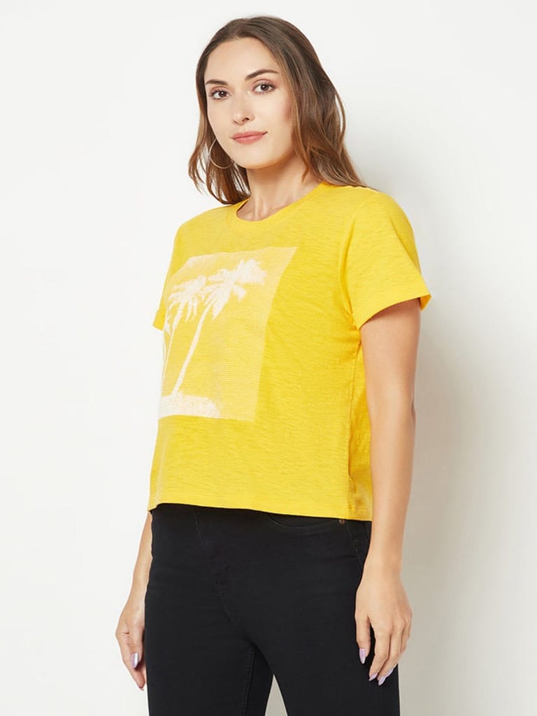 Yellow Embroidered T-Shirt view 2