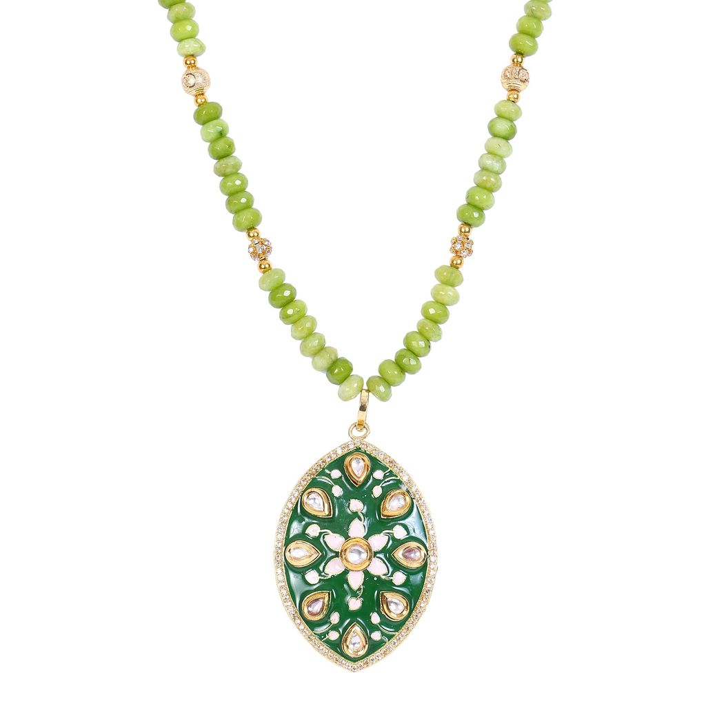 Unique Dazzling Beads Green Jade Beads Jewelry Set view 2
