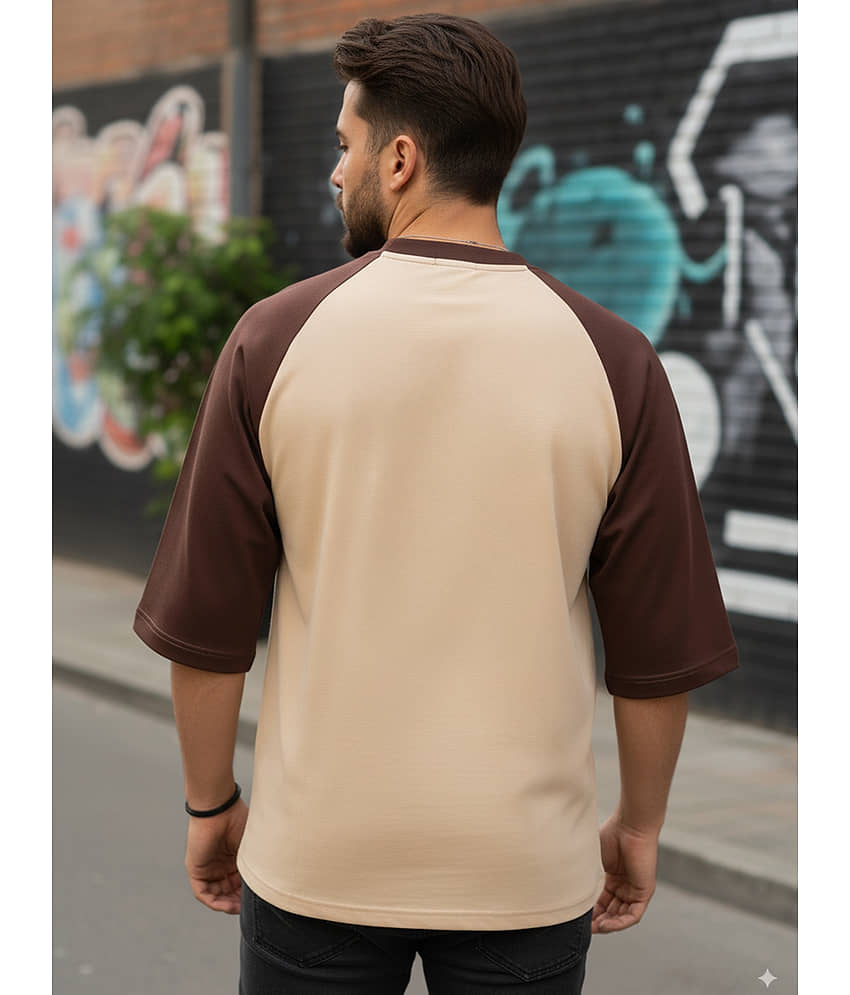 Leotude Men Cotton Blend Oversized Fit Printed T-Shirt ( Beige ) view 2