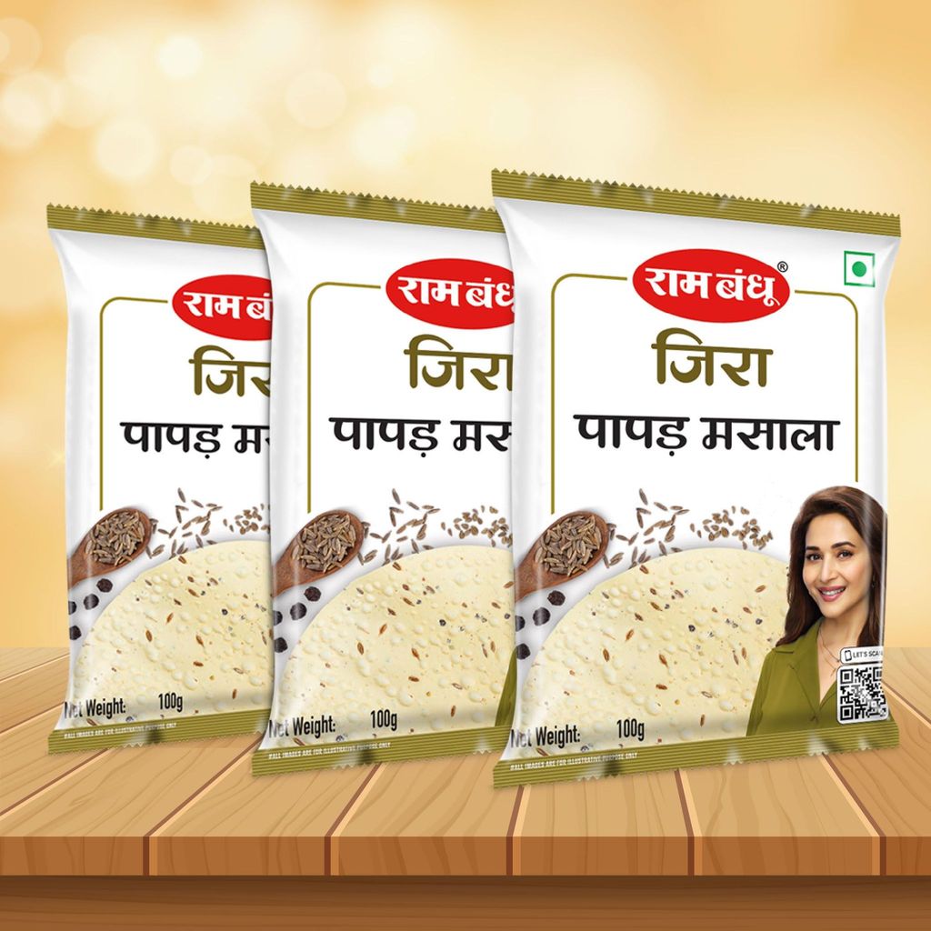 Ram Bandhu Jeera Papad Masala, Spice Mix Powder, 100g x 3 Pack | (Pack of 3) | It is the choicest blend of spices specially crafted to produce a delightful taste when making jeera papads