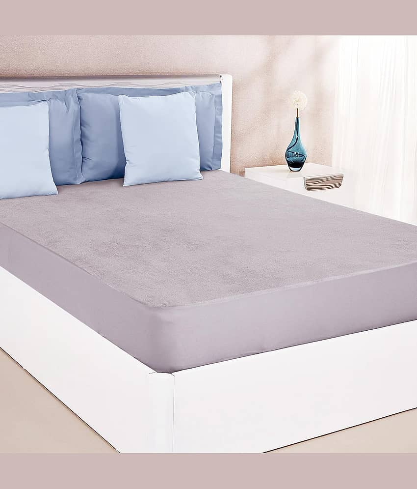 GURU SALES - Poly Cotton Water Proof Double Bed Mattress Protector - 183 cm (72") x 198 cm (78") - Gray