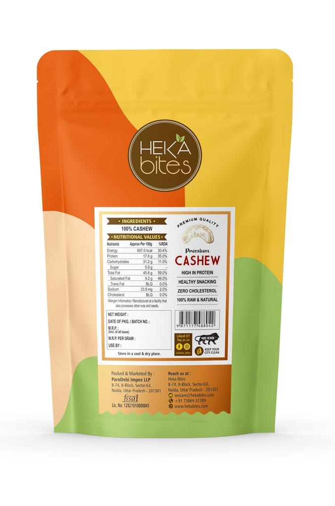 Heka Bites Daily Cashews (Kaju) 450 g (Pack of 2) W400 view 2