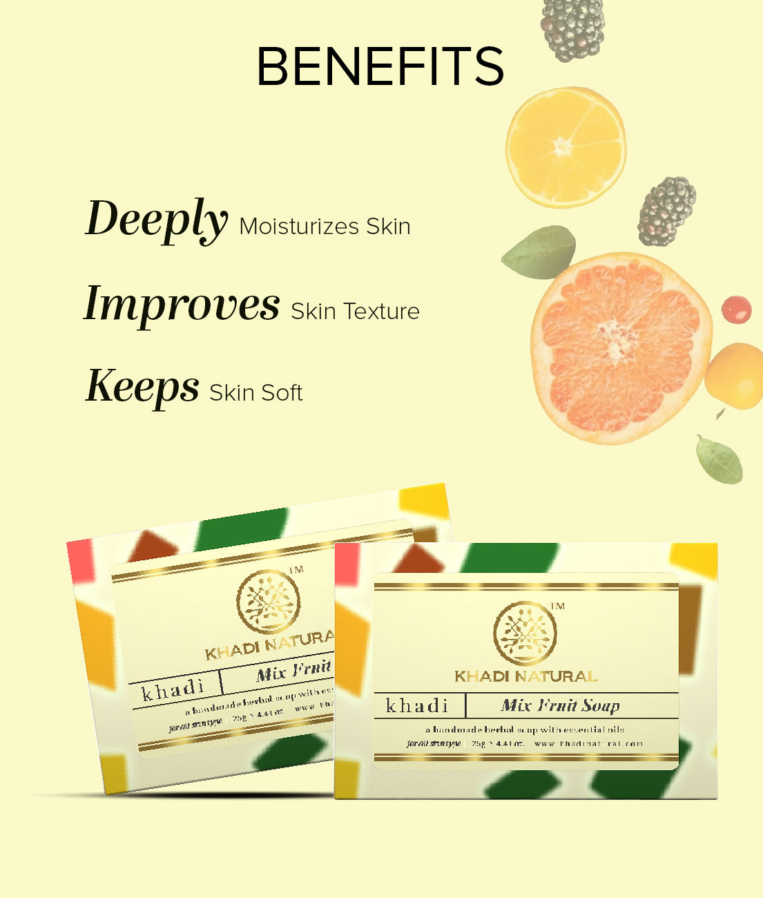Khadi Natural Mix Fruit Soap Combo Pack Of 3 – 125gm Each view 2