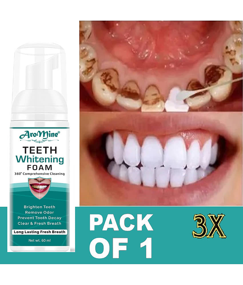 Aromine Teeth Whitening Foam Mouthwash Liquid Mint 60 mL