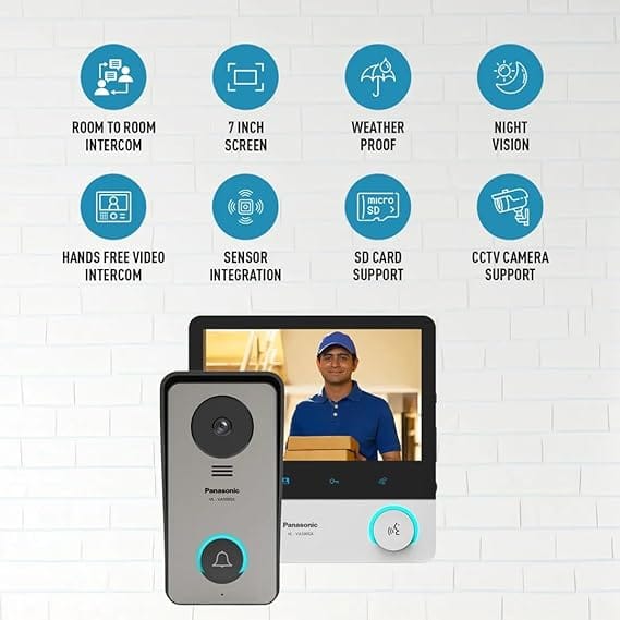 Panasonic VL-SA70SX Video Intercom System | Home & Office | Sensor Integration | Color Night Vision | Picture Recording Feature | Video Recording with additional SD Card | Includes Room Monitor (VL-VA500SX) & Door Station (VL-VA500SX) view 2