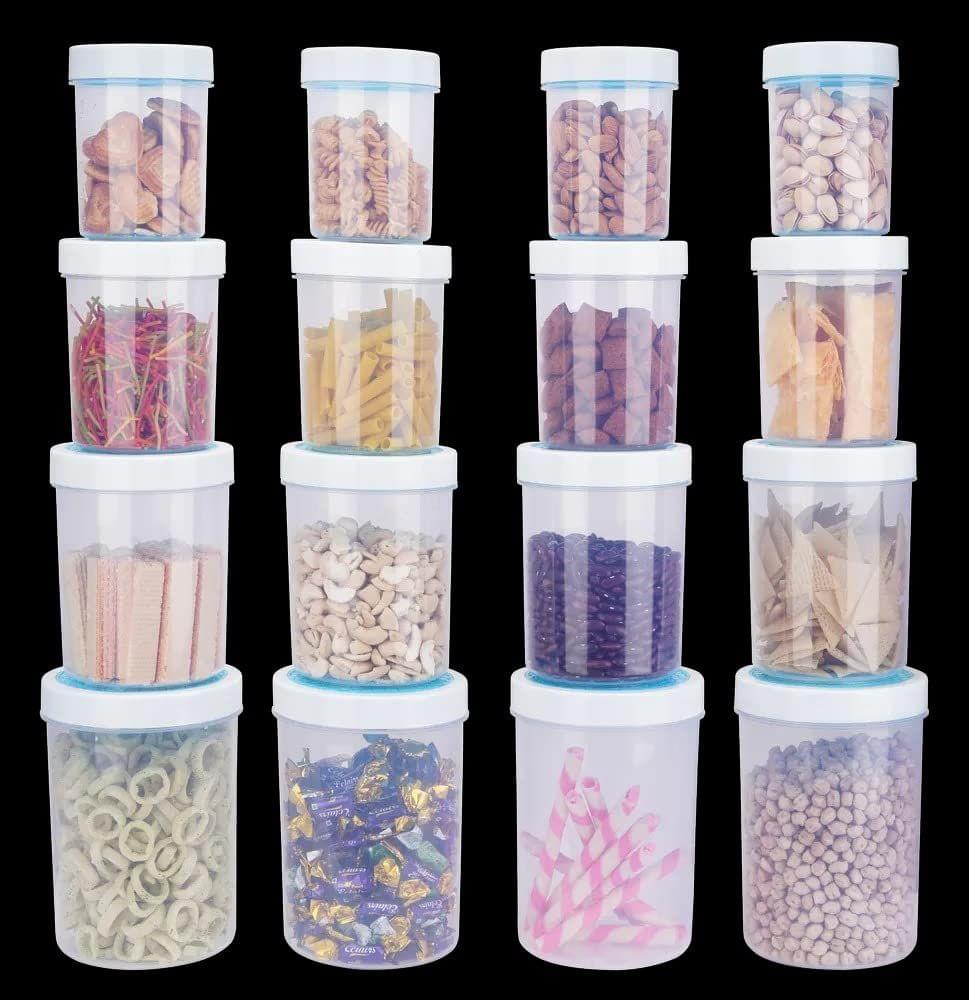 HAPPI Multipurpose Plastic 4 In 1 Masala Box for Kitchen, Spice Boxes for Kitchen, Transparent Storage Containers Airtight Grocery,Cereal,Dry Fruits Dabba Pack of-4 (500ml,750ml,1000ml,1600ml - Blue) view 2