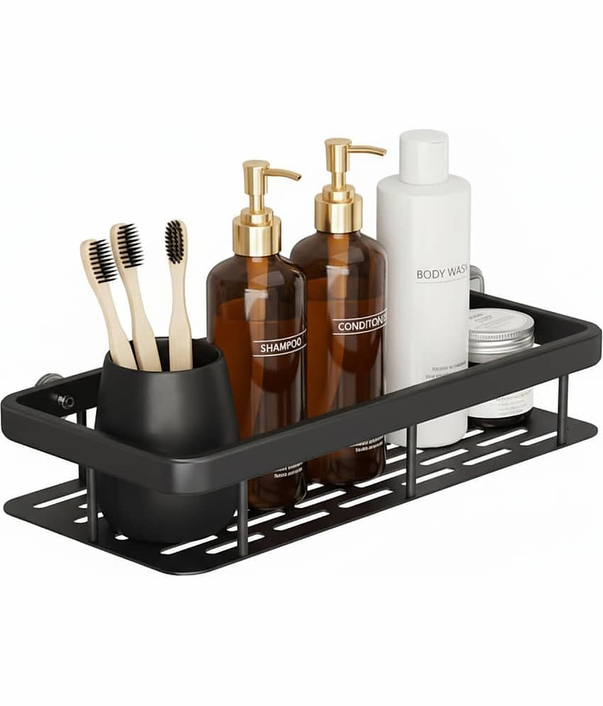 Wall Mounted Bathroom Shelf Rack | Rectangular Storage Organizer for Shampoo, Soap & Accessories | Durable Bathroom Utility Holder view 2
