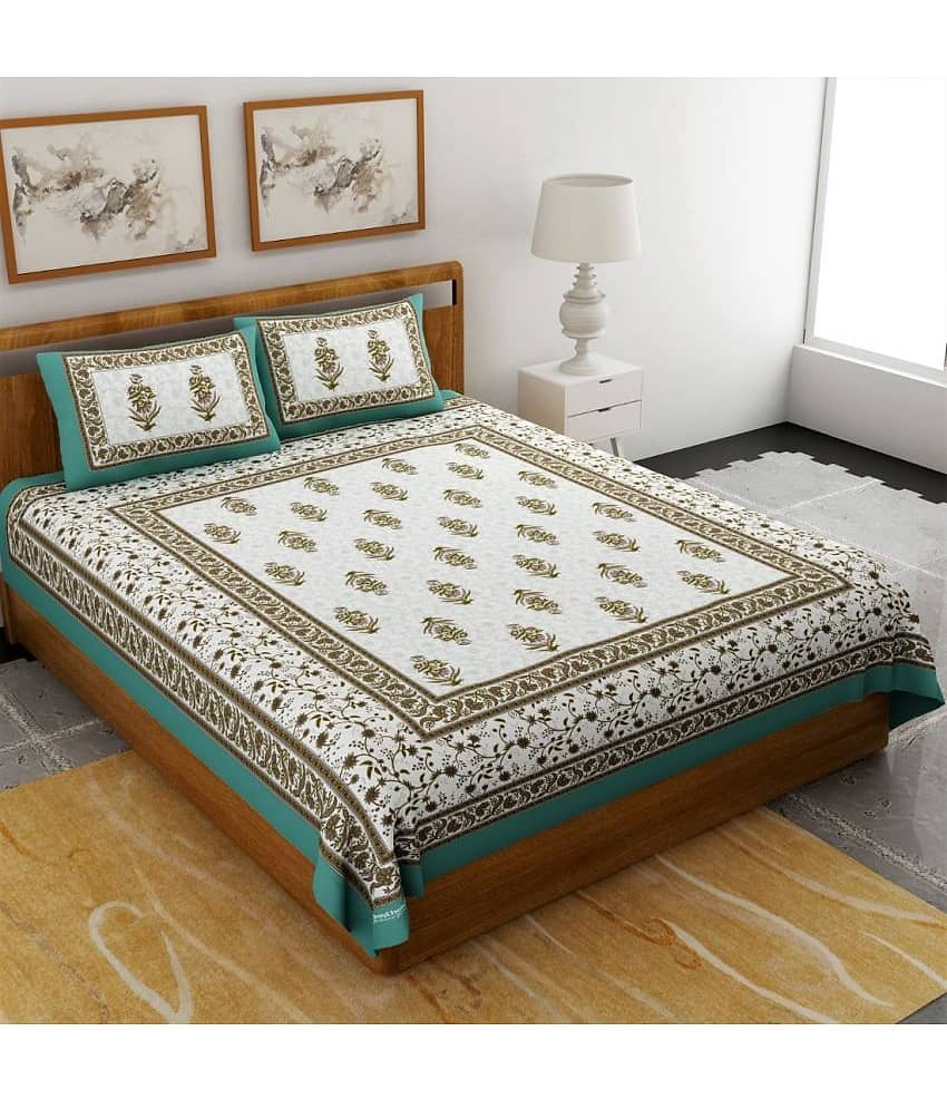 Uniqchoice Cotton Double Bedsheet ( Turquoise ) view 2