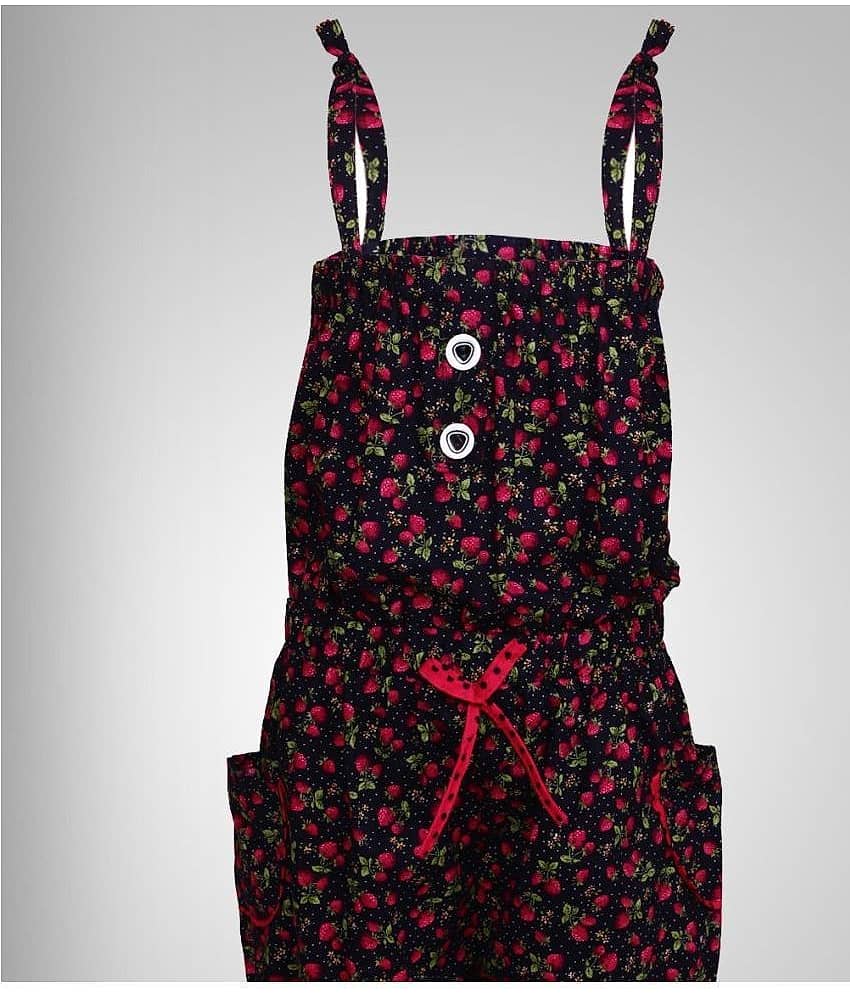 Cherry Tree Girls Cotton Blend Jumpsuit ( Pack of 1 , Black ) view 2