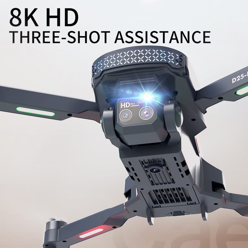 D25 Pro HD Camera Drone with Dual Camera, Optical Flow Position Hold, Gesture Control, One Key Return, Foldable RC Quadcopter Toy Drone for Kids & Beginners