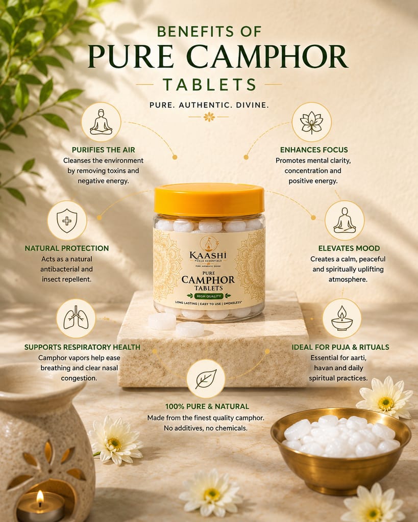 Kaashi High Quality Pure Camphor Tablets for Pooja - 50g Pack of 2 (100g) view 2