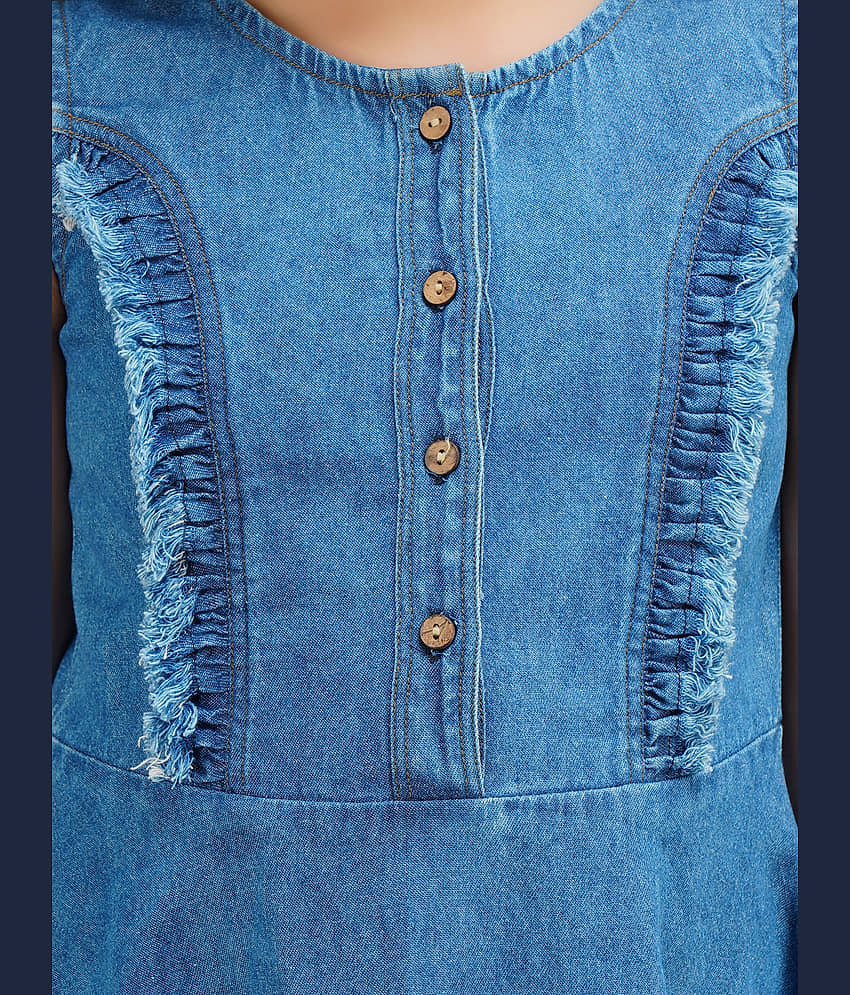 Being Naughty Denim Fit And Flare Dress For Girls ( Pack of 1 , Blue ) view 2