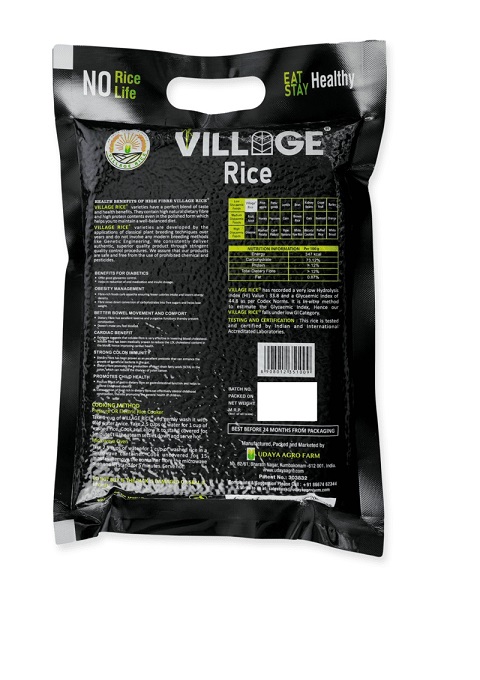 Village Rice - 5 Kg, Low Glycemic Rice, High Fiber, High Protein Rice, Low Gi (44.8), Naturally Grown Healthy Rice view 2