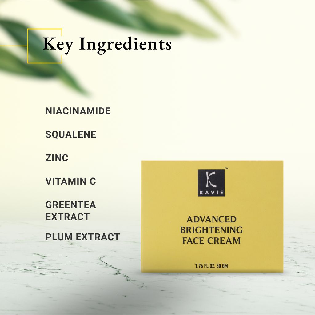 KAVIE Advanced Brightening Face Cream With Niacinamide, Squalene, Zinc, Vitamin C | Control excess oil | Reduces Large Pores & Brighten Skin | All Skin Types | Sensitive Skin view 2