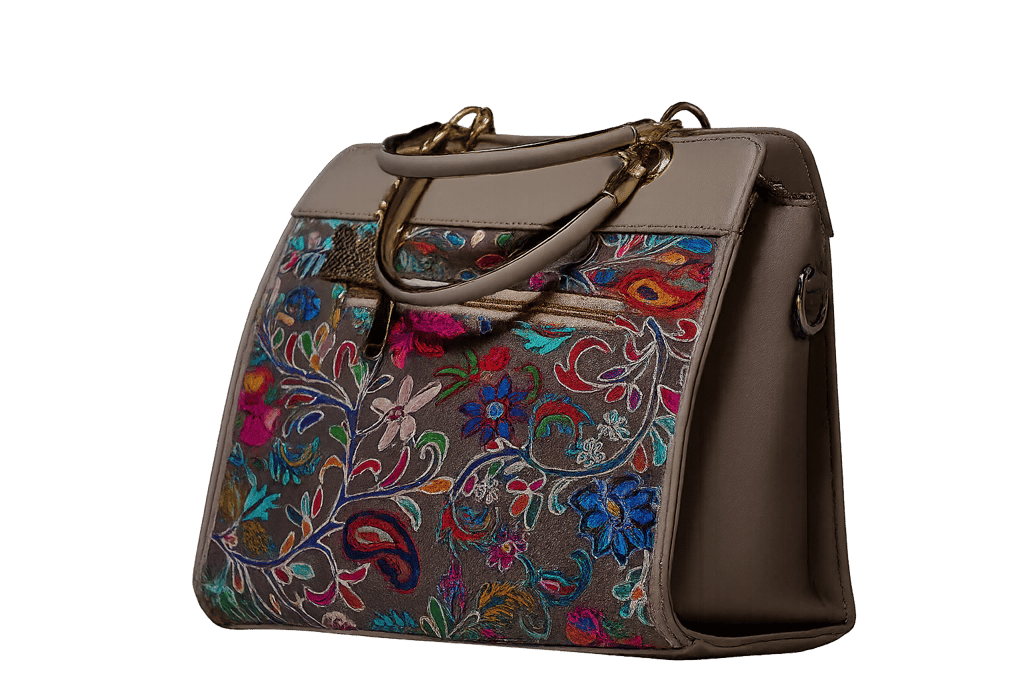 Floral Embroidered Top Handle Handbag view 2