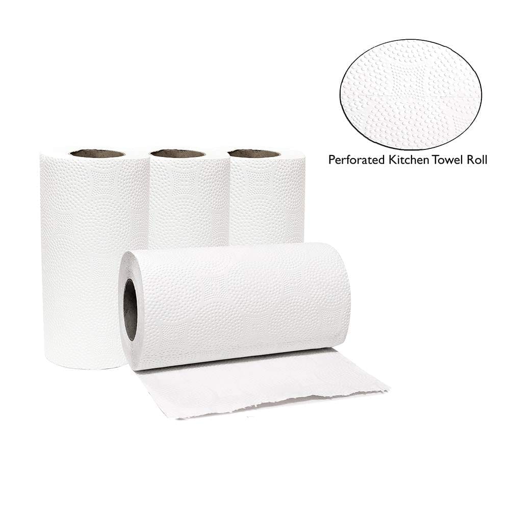 Claret 2-Ply Kitchen Towel Roll - 100 Sheets per Roll, Soft, Hygienic, Highly Absorbent, Natural & Durable, 4-in-1 Pack view 2