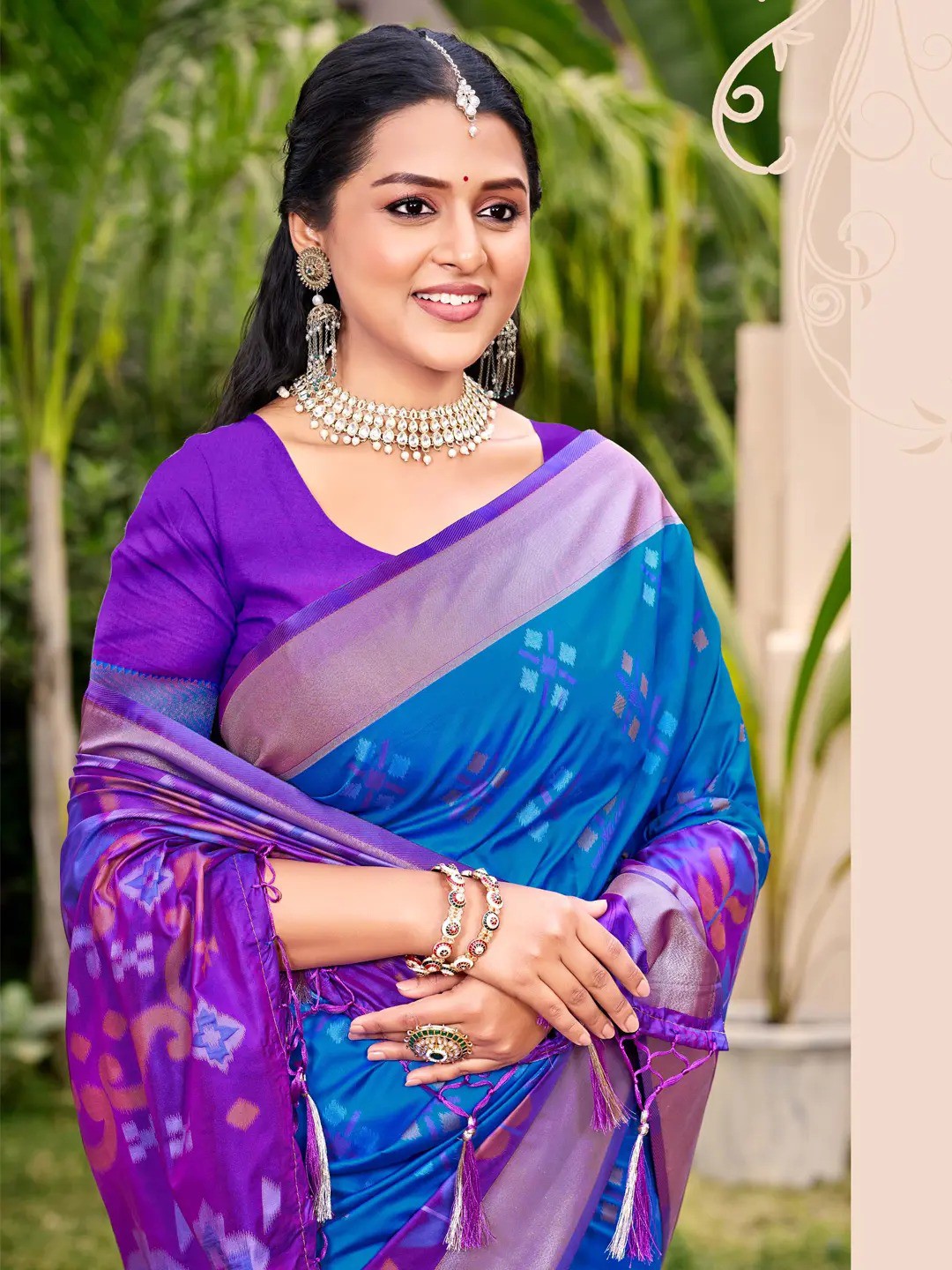 Blue Silk Saree view 2