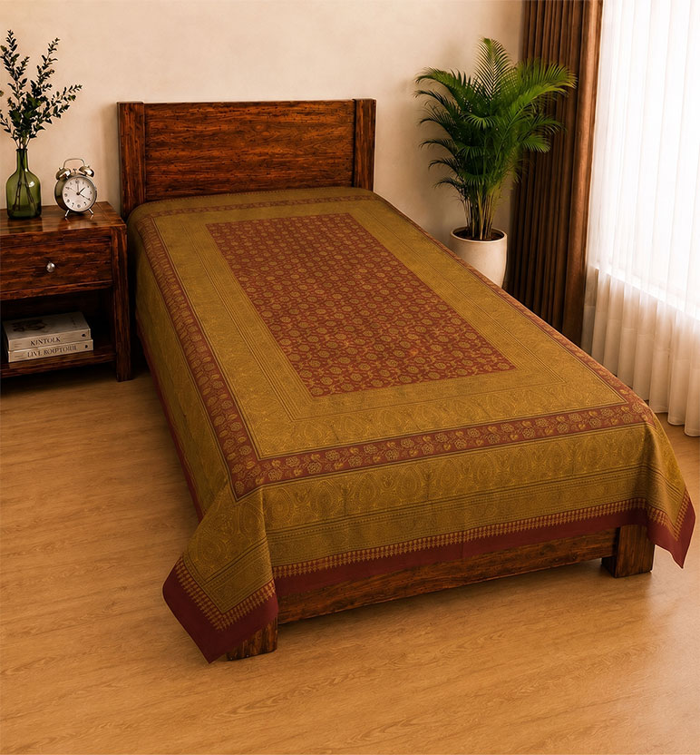 Hand Block Bagh Cotton Single Bedsheet view 2