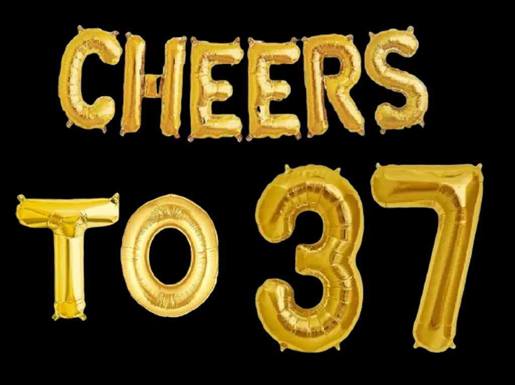 Partyzon Gold Cheers to Birthday Foil Balloon Combo Party Decoration for Anniversary Celebration 16 Inches view 2
