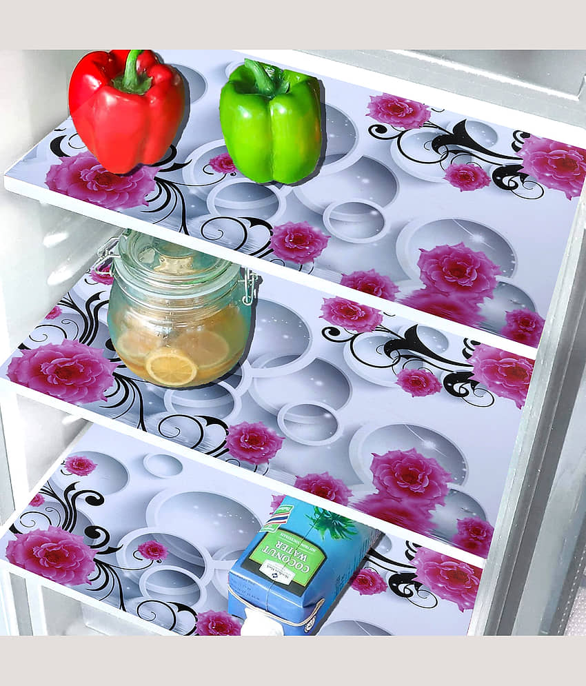 Crosmo Polyester Floral Printed Fridge Mat & Cover ( 99 53 ) Pack of 5 - Multicolor view 2