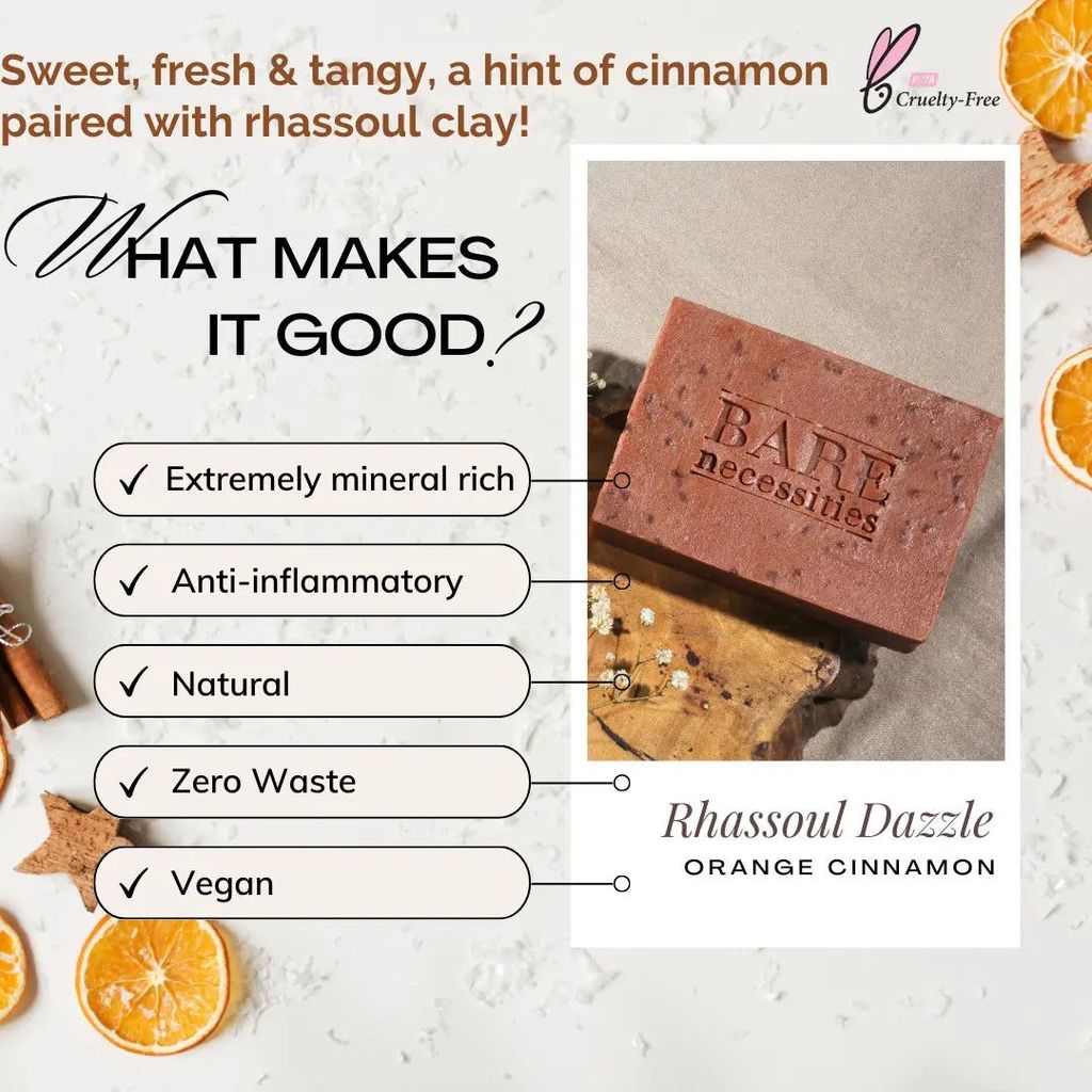 Bare Necessities Handmade Cold Processed Orange Cinnamon & Rhassoul Soap view 2