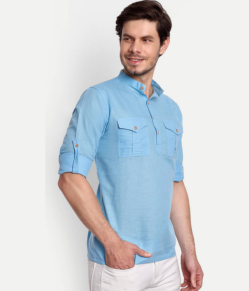 Vida Loca - Maroon Cotton Blend Men's Shirt Style Kurta ( Pack of 1 ) view 2
