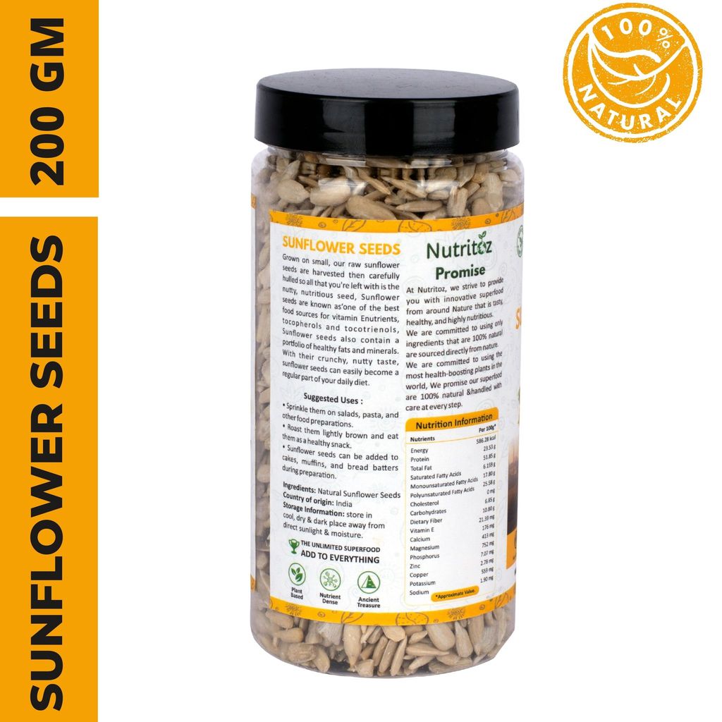 Nutritoz Raw Sunflower Seeds for Eating, Rich in Proteins, Fiber, Calcium, Magnesium and Zinc with many other Health Benefits view 2