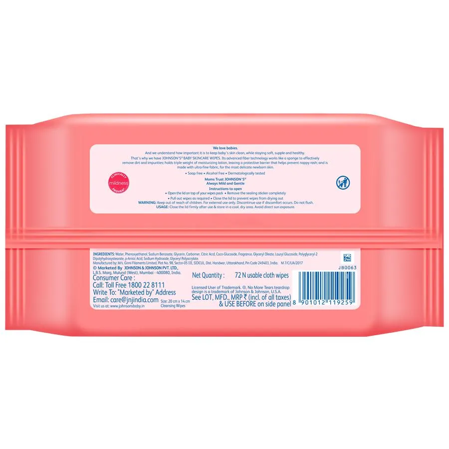 Johnson's Baby Skin Care Wipes 72 Pcs view 2
