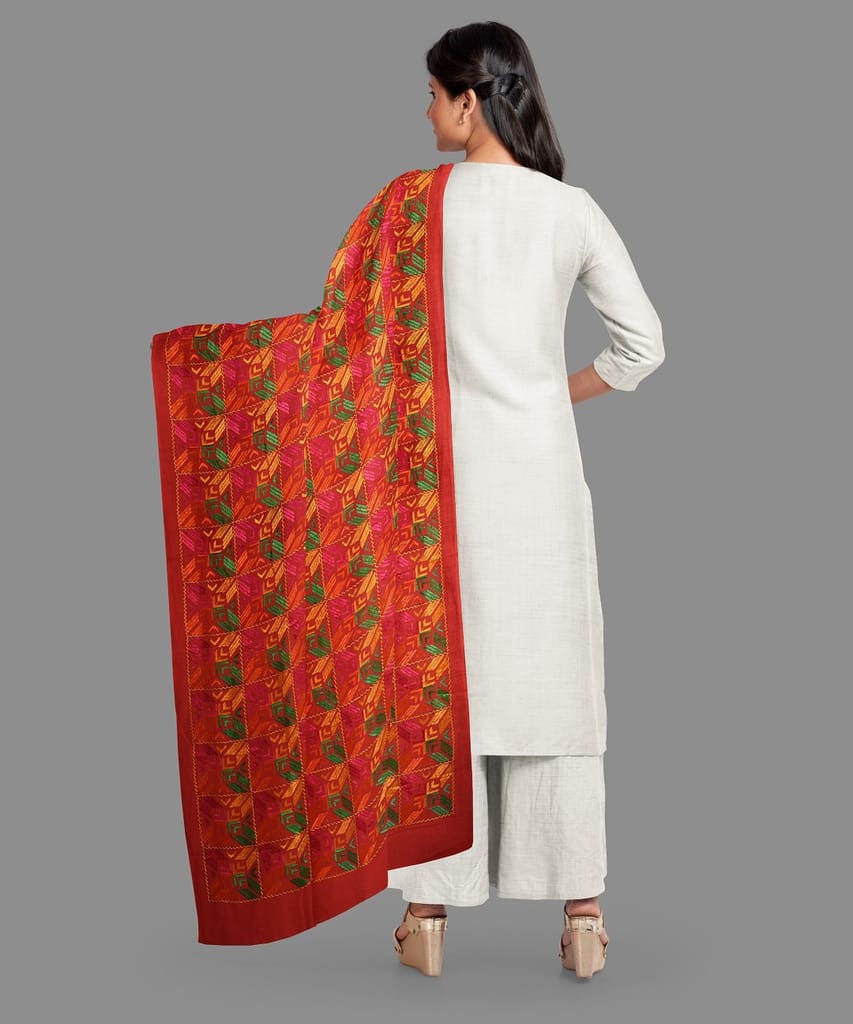 Kaseedaarts Handmade Multicolor Bagh (Wedding Dupatta for Women's 04) view 2
