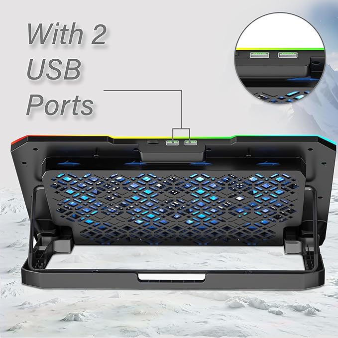 Geonix Ergo 2 Gaming Laptop Cooling Stand with 10 RGB Lights, 6 Quiet Fans for 15.6-18 Inch Laptops, Smart Touch, 5 Stand Adjustable Point, PC Notebook Heat Dissipation (Black) view 2