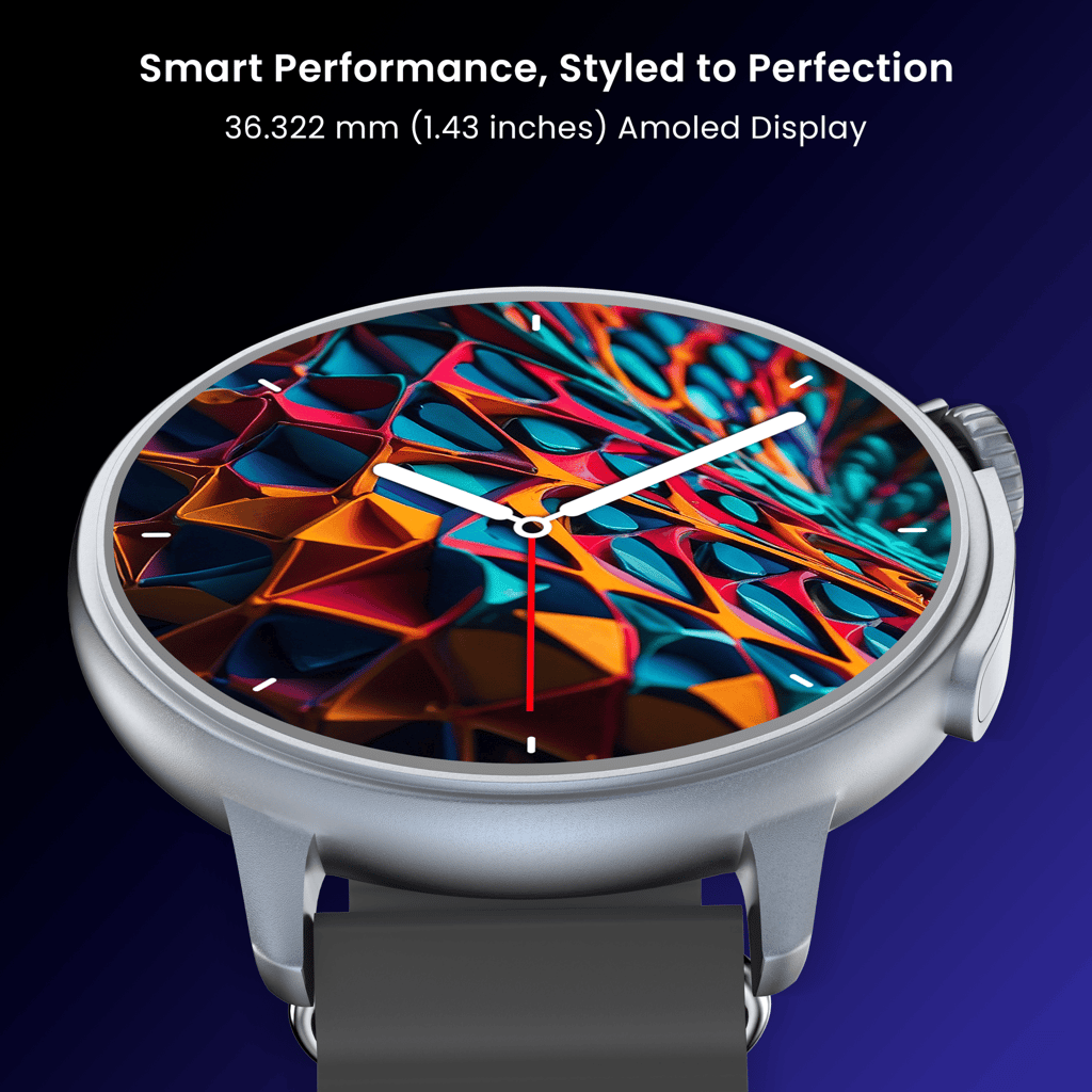CELLECOR M7 PRO RAY 1.43" AMOLED Display | 700 NITS | AOD | BT-Calling | AI Voice | Split Screen | IP67 | Rotating Crown | SmartWatch (Black) view 2