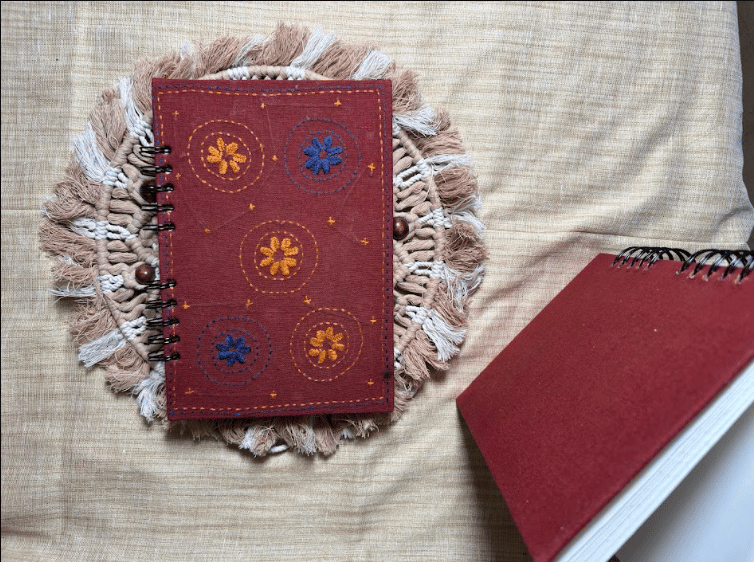 A5 Embroidered Cotton Spiral Notebook view 2