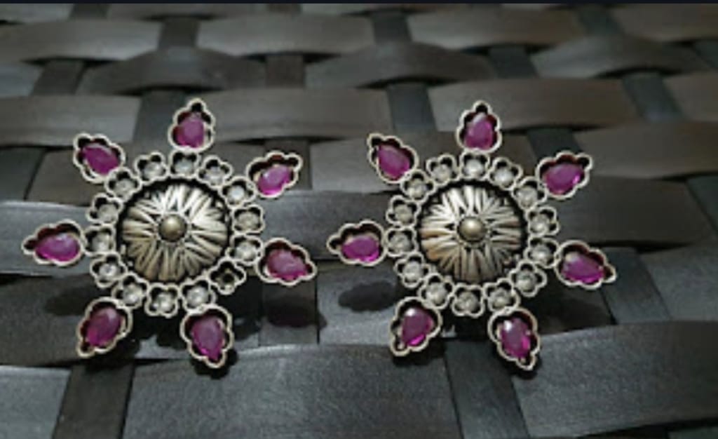 Glamvila Pink and White Stones Stud view 2