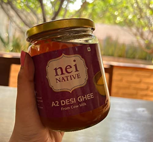 NeiNative A2 Ghee Bilona Method Ghee- A2 Cow Desi Ghee 1 Litre Cow- A2 Cow Ghee 1 Litre Pure Cultured Desi Cow Ghee- Pure Ghee-Glass Bottle Bilona Ghee - Better Digestion and Immunity - Everyday Ghee view 2