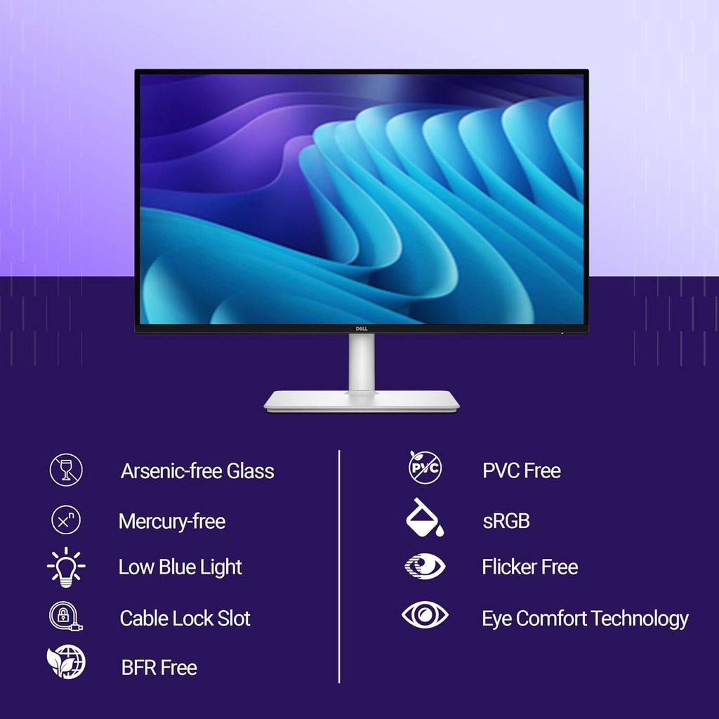 Dell S2725DC 27"/68.58cm QHD Monitor, 144Hz, IPS Panel, 1ms Response, Contrast 1500:1, Dual Speakers 6W, HDMI, DP Port, 2xUSB Type-C, 2xUSB Type-A, Warranty 3 Years, TÜV Rheinland 4-Star Eye Comfort view 2