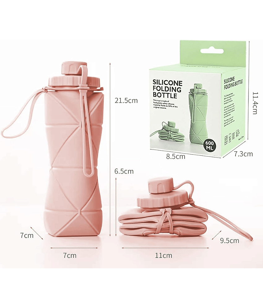 SKYVILLA BPA-Free Foldable Leakproof Travel Bottle Multicolour Silicone Water Bottle 610 mL ( Set of 1 ) view 2