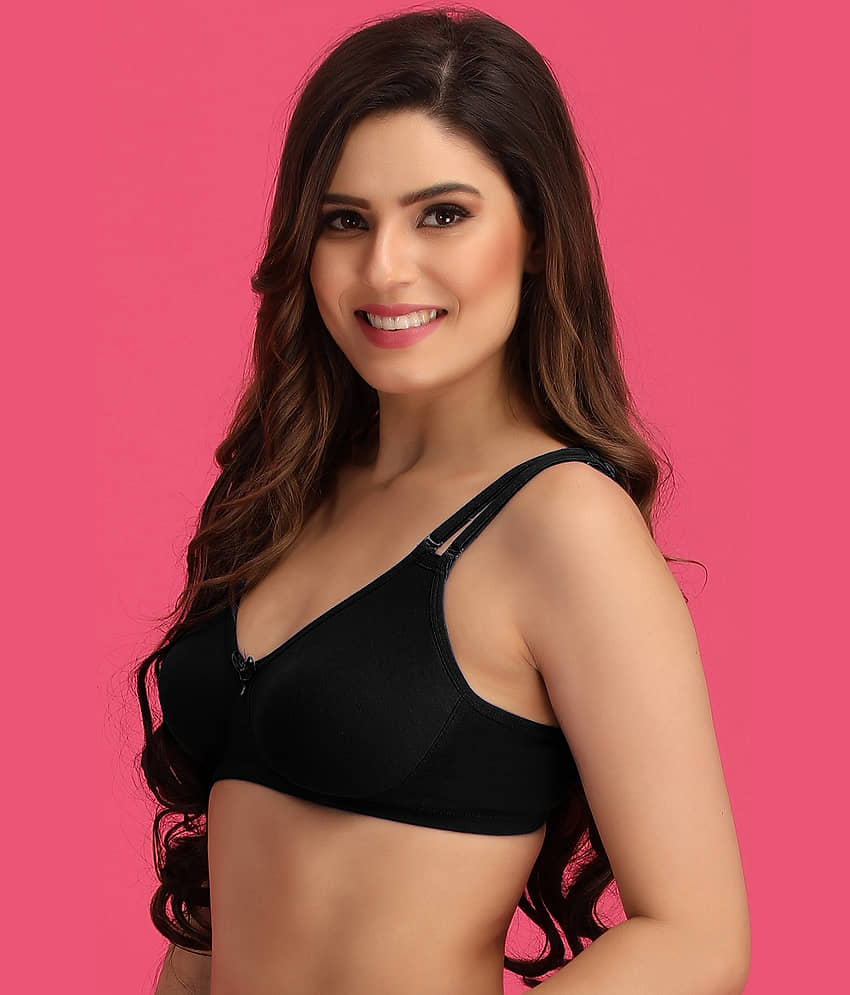 Clovia Black Cotton Non Padded Women's T-Shirt Bra ( Pack of 1 ) view 2