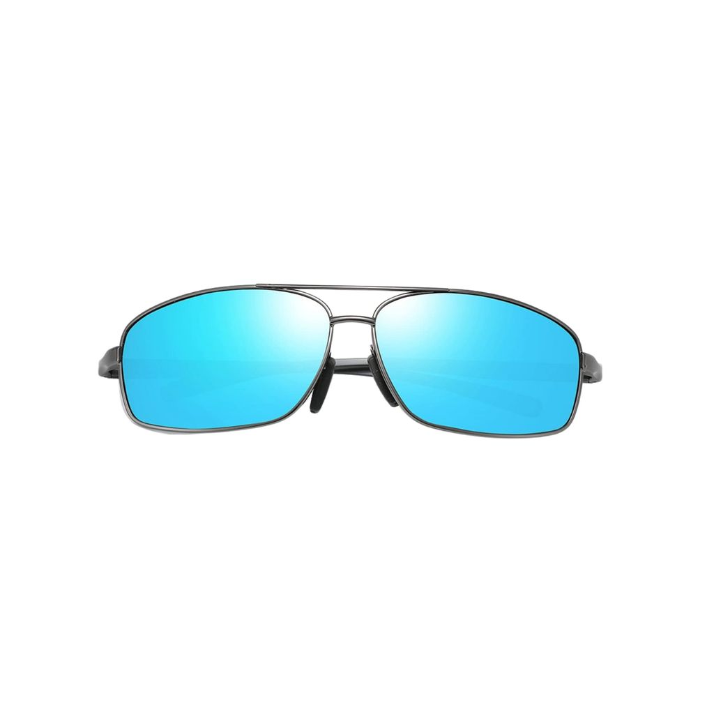 4Flaunt Full Rim Rectangular Trending and Stylish Polarized Sunglasses For Men & Women | Polarized & 100% UV400 Protected Lens | Lightweight Alloy Metal Frame (C1 - Gunmetal Frame/Black Lenses) view 2