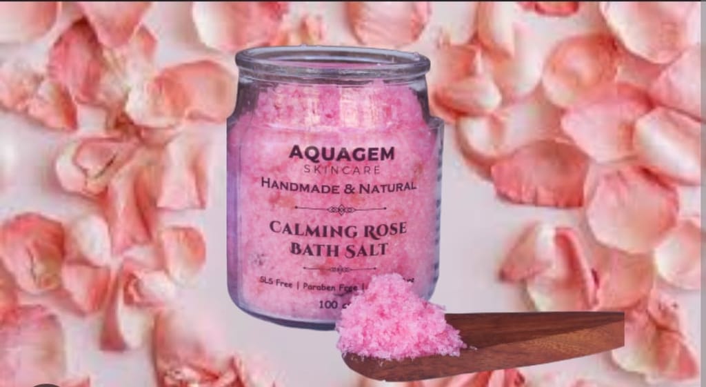"AQUAGEM Calming Rose Foot Salt - Handmade and Natural - 100% Pure and Organic - Helps to Relieve Stress, Improve Circulation, and Soften Skin" view 2