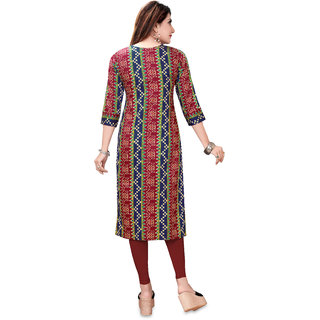 Urban Krowd Women Printed Pure Cotton Straight Kurta (Multicolor) view 2