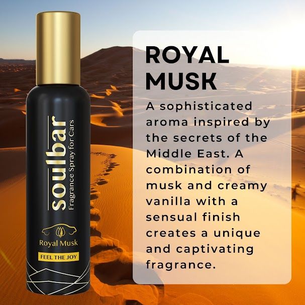 SOULBAR Luxury Car Freshener Spray - Royal Musk + Aqua Cool, 80 ml Each - Pack of 2, Free Perfume Dangler view 2